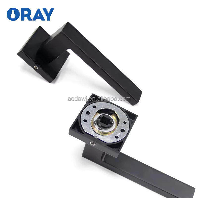 Wooden Door Lock and  Handle Matte Black Colored Semi Matte Brushed High Quality Zinc Alloy K6-Z99 - Oray Hardware