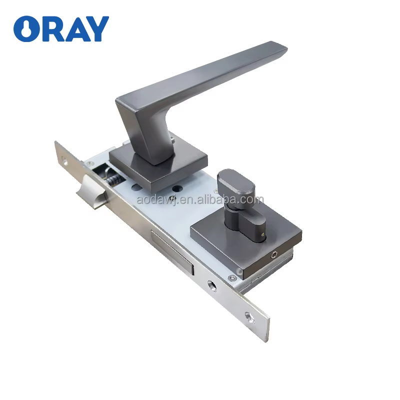 Wooden Door Lock and  Handle Black Colored Semi Matte Brushed High Quality Zinc Alloy K6-Z24 - Oray Hardware