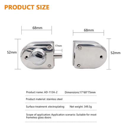 Office Building/ Apartment Bathroom Frameless Glass Door Double Side with Stainless Steel 304 Cover Central Glass Door Lock - Oray Hardware