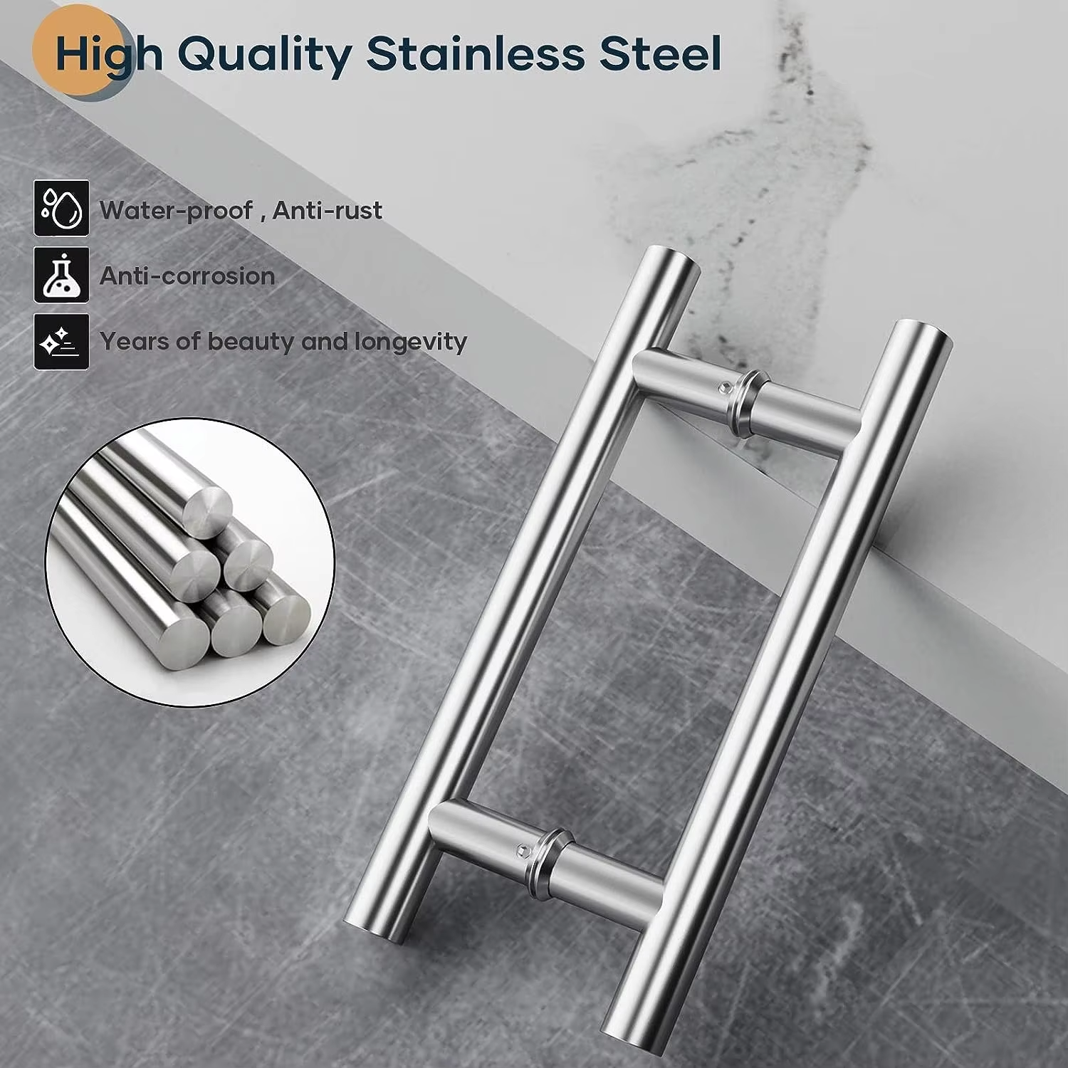 Modern H-Shaped Stainless Steel Shower Door Handle Custom Front Sliding Push Pull Glass Factory Window Door Handle for Bathroom - Oray Hardware