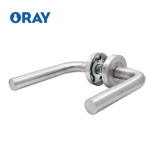 Modern Simple Design Zinc Alloy Cast Black Square Glass Door Handle Interior Door Handle Lock Set - Oray Hardware