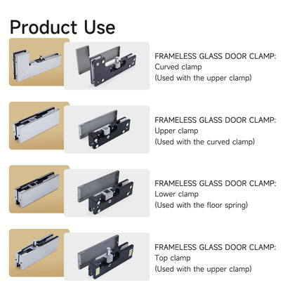 Glass Door Hardware Set including Glass Clamp Patch Fitting Floor Spring Door Lock