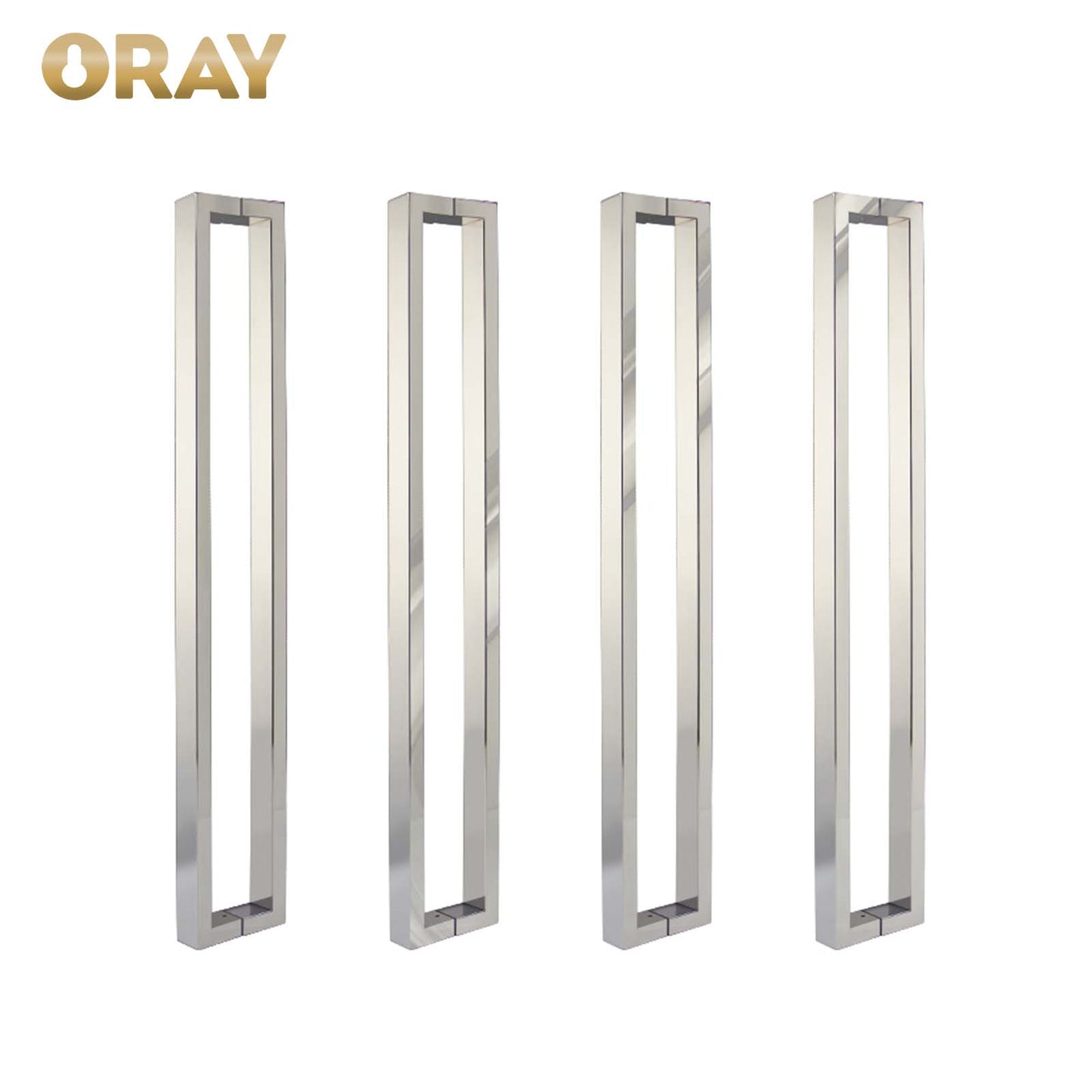Frameless Glass Office Shower Room Bright Light 304 Stainless Steel H-Type Polished Rectangular Pipe Door Handle - Oray Hardware