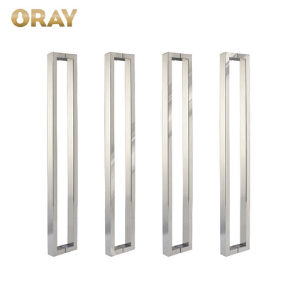 Frameless Glass Office Shower Room Bright Light 304 Stainless Steel H-Type Polished Rectangular Pipe Door Handle - Oray Hardware